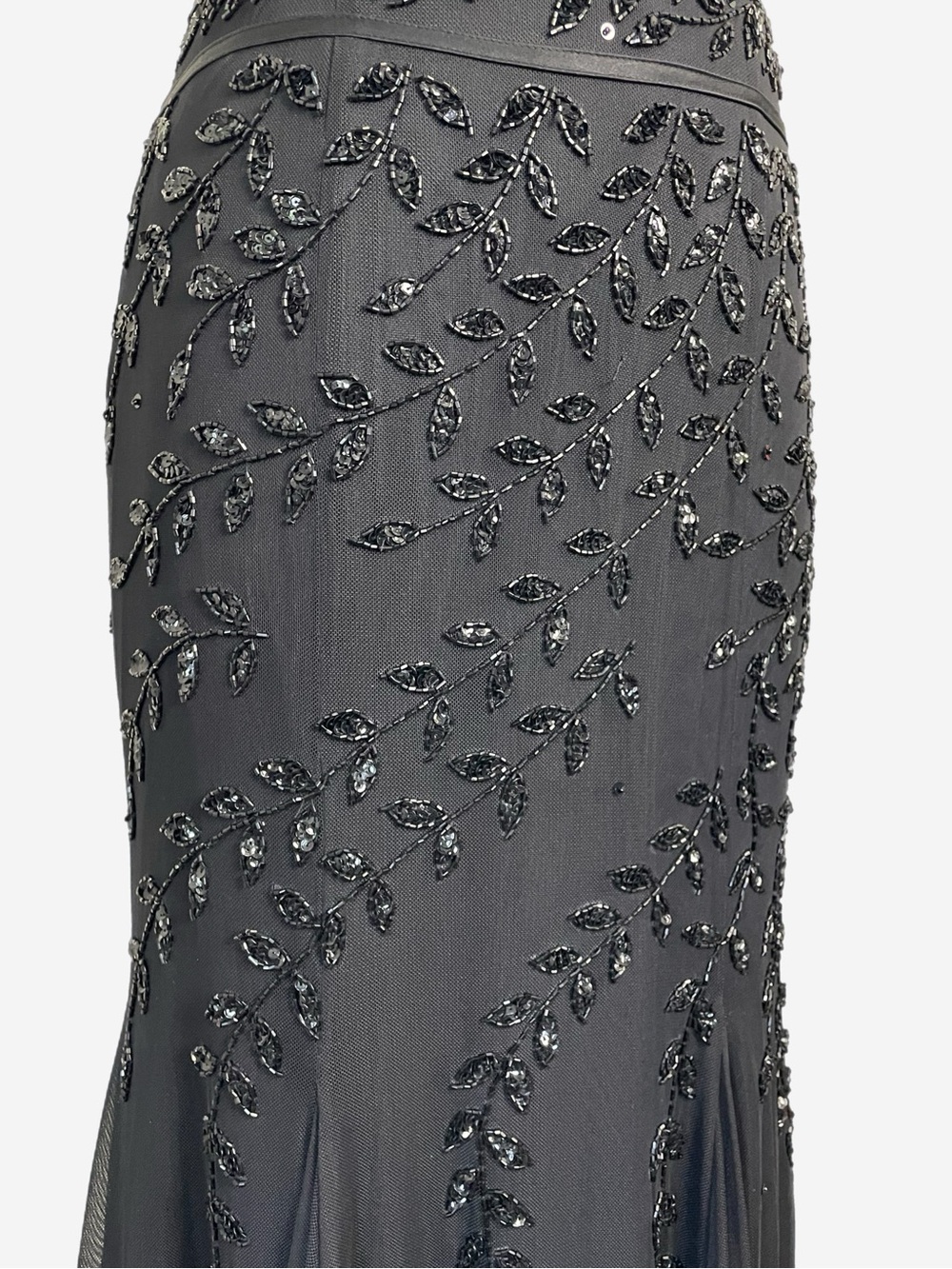 Cache black floral beaded sheer mesh paneled mermaid ball gown dark fairy XS - Picture 7 of 14